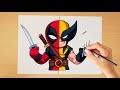 How to Draw Deadpool X Wolverine Step by step | Marvels