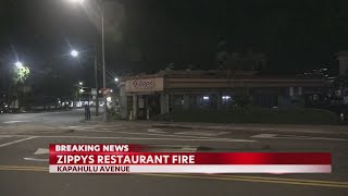 Honolulu firefighters extinguish fire at Zippy's Restaurant on Kapahulu Avenue