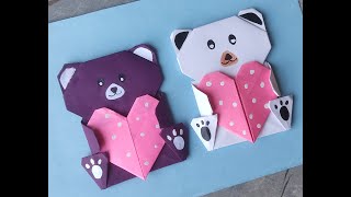 How to make paper cute teddy bear | Origami paper teddy bear | paper gift teddy bear DIY