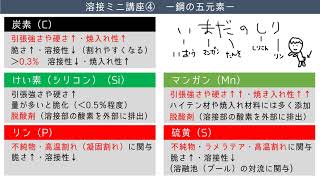 【溶接】溶接ミニ講座④ 2分30秒で鋼の五元素について【小春六花】