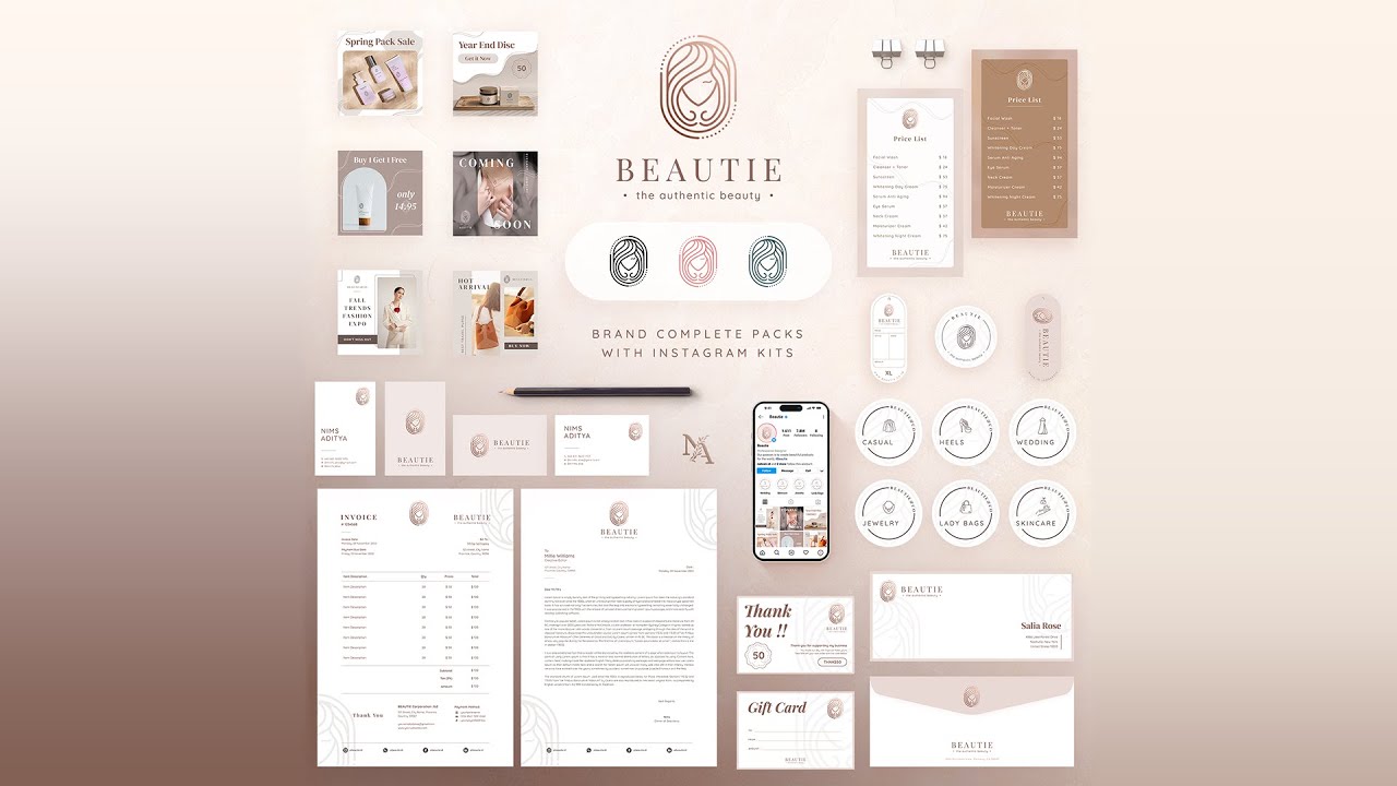 Beautie Logo Template Branding Kit Youtube