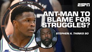 ANT NEEDS HELP! 🗣️ Perk shifts blame to Rudy Gobert, KAT for Wolves' losses | First Take