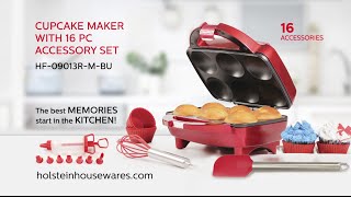 HF-09013R-M-BU- Cupcake Maker with 16PC Accessories- Holstein Housewares