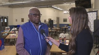 Congressman James Clyburn speaks after win