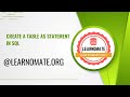 Create Table as statement in SQL | Learnomate Technologies