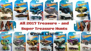 hot wheels super treasure hunt list