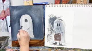How to Paint a Trick or Treat Ghost in Acrylic on Canvas