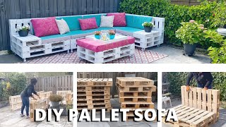 DIY PALLET FURNITURE | How To Build A Pallet Patio Set | Backyard Make over | Under € 125!!!