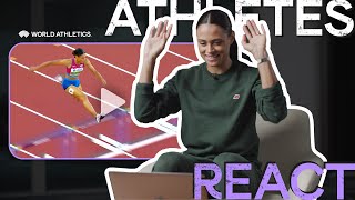 Sydney McLaughlin-Levrone reacts to WORLD RECORD 🔥 | Athletes React