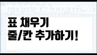 표 04. 숫자 등 한 번에 채우기, 줄과 칸 추가