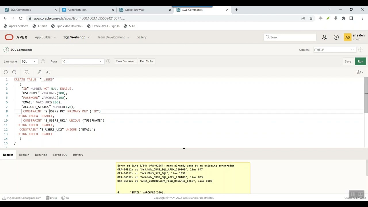 Create User Table Youtube