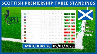 SCOTTISH PREMIERSHIP TABLE STANDINGS TODAY 22/23 | SPFL TABLE STANDINGS TODAY | (05/03/2023)