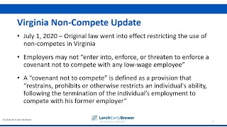 Virginia Non Compete Update