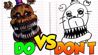 DOs \u0026 DON'Ts Drawing Five Nights At Freddy's Nightmare Fredbear In 1 Minute CHALLENGE!