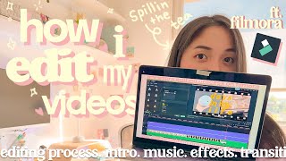 how i edit my youtube videos *aesthetic* intro, editing process, fonts, effects | ft. filmora