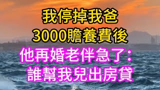 我停掉我爸3000贍養費後，他再婚老伴急了：誰幫我兒出房貸？#為人處世 #生活經驗 #情感故事 #退休生活 #老年生活 #晚年生活 #子女养老