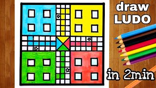 draw LUDO drawing in just 2 minutes / ludo drawing / how to draw ludo board