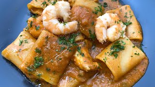 Paccheri alla crema di scampi e gamberi (senza panna)