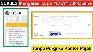 SUKSES Mengatasi Lupa “EFIN” DJP Online untuk Reset Password dan Registrasi DJP Online