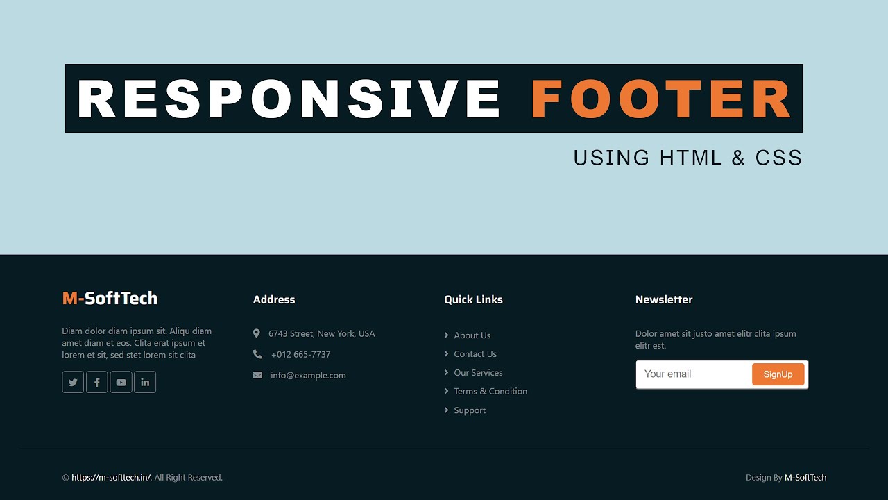 Responsive Footer Design Using Html & CSS Only - YouTube