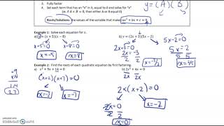 MCR3U 1.5 Solving Quadratic Equations