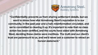 Armstrong Steel addresses refund offers linked to retractions