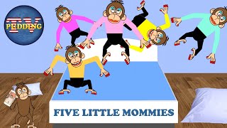 Five Little Mommies Jumping On The Bed | Nursery Rhymes & Children's Songs