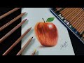 Drawing an Apple with Coloured Pencils #shorts #howtodraw #trending #colouring