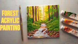 Forest Acrylic Painting ✨🌳🌱 | Easy Step by Step Painting #28