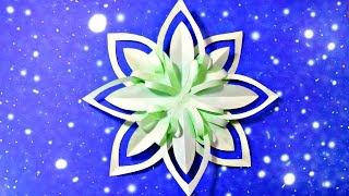 Modular 3d origami snowflake frozen easy star paper tutorial.christmas diy paper snowflakes