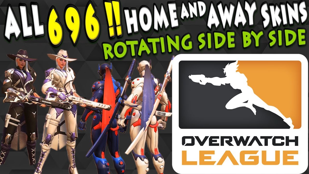 ALL 696!! League AWAY And HOME Overwatch SKINS, Rotating Side By Side ...