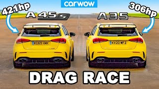 AMG A45 S v AMG A35   DRAG RACE worth the extra £12K - Let's Race - The Cars Club