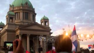 Over 100 000 People Singing Serbian National Anthem Expecting Novak Djokovic After Wimbledon 2011.