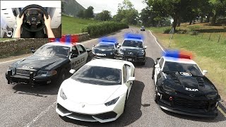Stealing Lamborghini Huracan + Police Chase - Forza Horizon 4 (Steering Wheel + Shifter) Gameplay