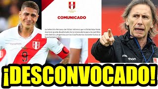 ¡DESCONVOCADO! PAOLO GUERRERO QUEDA FUERA DE LA SELECCION PARA LOS PARTIDO CON BOLIVIA Y ARGENTINA