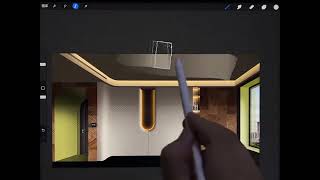 Hand-Painted iPad Procreate Living Room Interior Design Tutorial #InteriorDesign