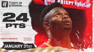 Zion Williamson 24 Pts Full Highlights | Grizzlies vs Pelicans | January 31, 2020
