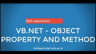 Object, Property And Method In Visual Basic .Net