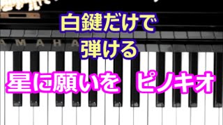 [ピアノで奏でるサビ] 星に願いを　ピノキオより　ディズニー　[白鍵だけで弾ける][初心者OK]　How to Play Piano （right hand）