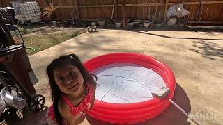 Angie debuting her pool that I bought her 🏊🏽‍♀️🥰