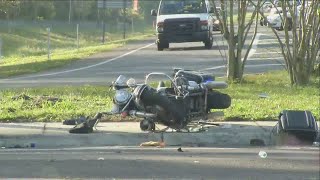 Motorcycle officer hurt in crash