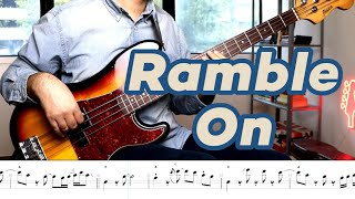 Led Zeppelin - Ramble On (Bass cover with tabs, chords, sheet music)