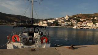 Time lapse of the port of Andros island in Northern Cyclades, Greece