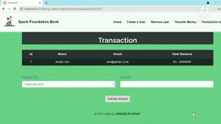 TASK - 1 BASIC BANKING SYSTEM FOR SPARK FOUNDATION INTERNSHIP