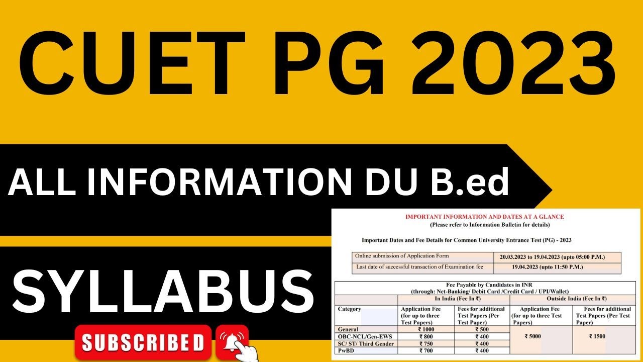 CUET B.ed Details || DU B.ed 2023 || #exam #du #jmi #examedaordem ...