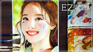 Drawing Twice Nayeon (트와이스 나연)| watercolorpainting  (수채화 손그림) [E.Z healingArt]