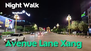 Night Walk Along Lane Xang Avenue // Vientiane Laos 22 July 2024 // #akaakad