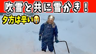 2025-02-21（金）吹雪の中の辛い雪かき！でもやらないとウチに入れない！神様！また夕方も除雪です！！特別豪雪地帯の夕方５時半！武七の除雪・雪かき日記　snow removal