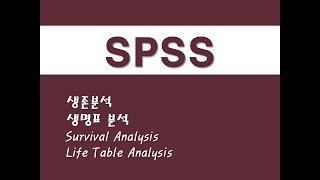 SPSS를 활용한 고급통계 - (1) 생존분석/생명표 분석 (Survival Analysis)/(Life Table Analysis)