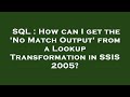 SQL : How can I get the 'No Match Output' from a Lookup Transformation in SSIS 2005?